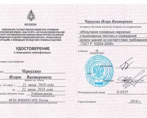 Удостоверение - Череухин Игорь Викторович
